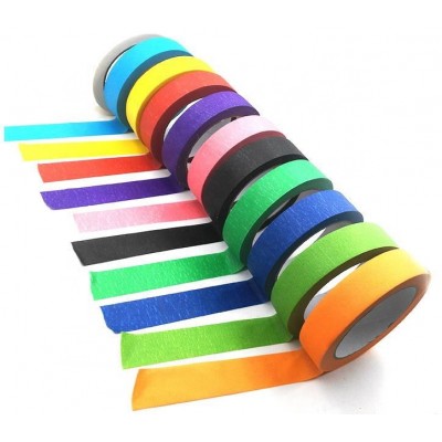 11rolls pack 1.0 Inch x 60Yards Craft Rainbow Colored Masking Tape for DIY, Art, Coding, Labeling,Car Painting, Automotive paint